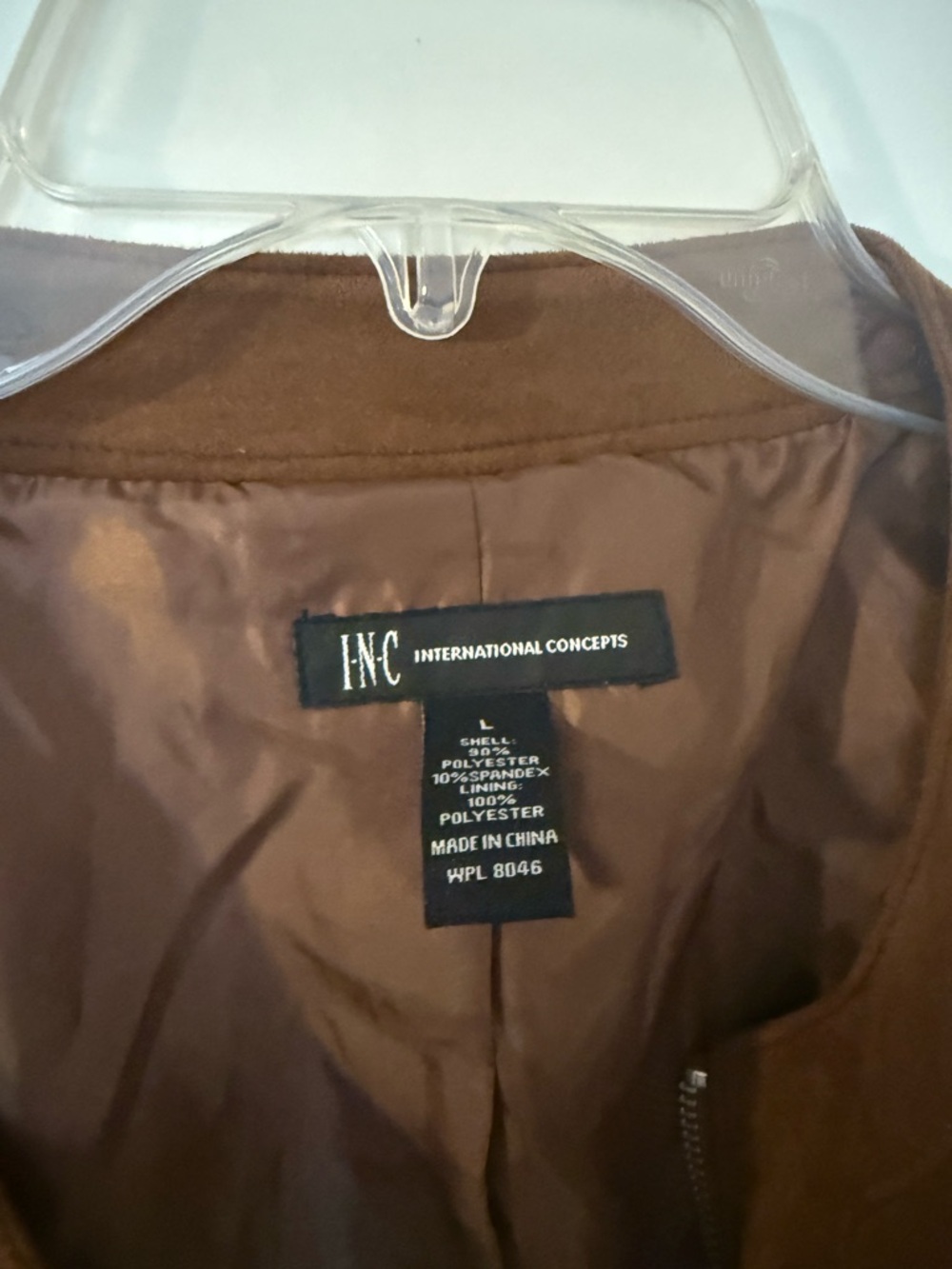 INC International Concepts Brown Suede Ruffle Zip Jacket - Picture 2 of 3